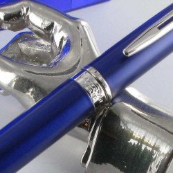 Stylo roller - Bleu - Hémisphère Laqué noir, finitions or - Pointe fine -  Waterman - Beaux stylos