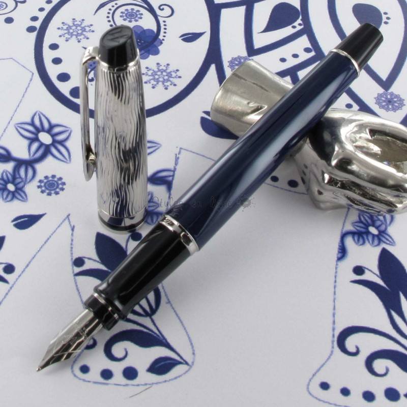 WATERMAN Expert Stylo bille, Acier Inoxydable, recharge bleue