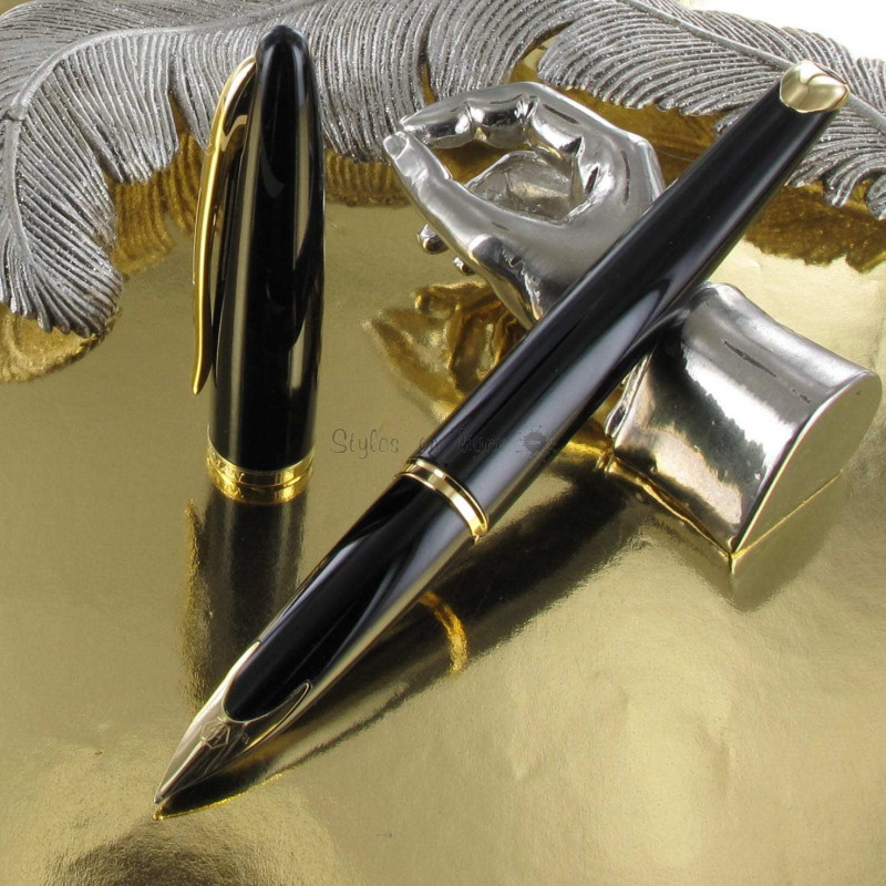 Stylo Plume Moyenne Waterman® Carène Or massif 18 K Laque Noire GT