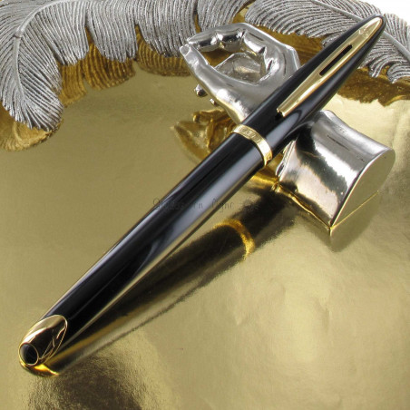 Stylo Plume Waterman Carène Laque Noire - Plume En Or 18 Carats - Occasion De Luxe