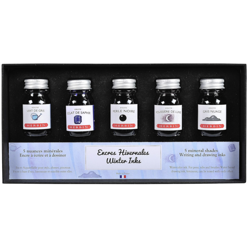 Coffret 5 "Encres hivernales" J. Herbin® Nuances minérales Coffret 5 "Encres hivernales" J. Herbin® Nuances minérales