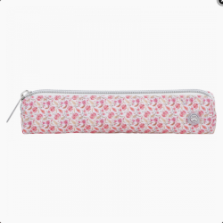 Trousse Bahia motif floral rose – vue de face, fond blanc.