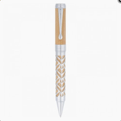 Stylo bille Oberthur Carthagène en bois clair et métal argenté