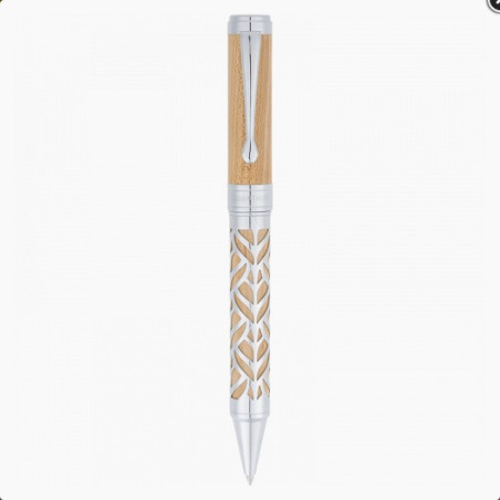 Stylo bille Oberthur Carthagène en bois clair et métal argenté