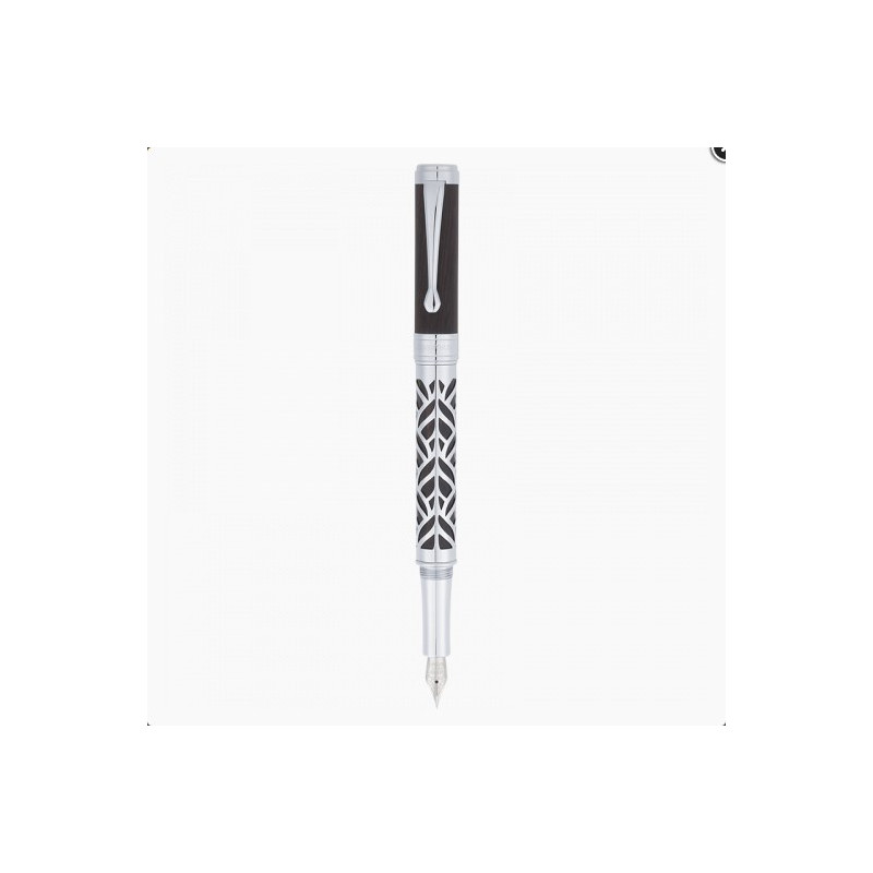 Stylo plume Oberthur Carthagène fermé en bois d’ébène et métal argenté