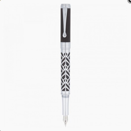Stylo plume Oberthur Carthagène fermé en bois d’ébène et métal argenté