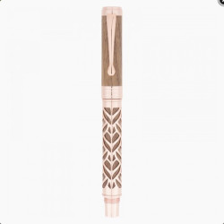 Stylo roller Oberthur Carthagene en noyer et or rose, capuchon ferme Stylo roller Oberthur Carthagene en noyer et or rose, capuchon ferme