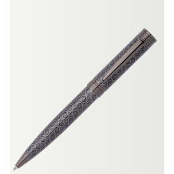 Stylo bille Cerruti 1881 finition gris anthracite avec motif géométrique gravé
